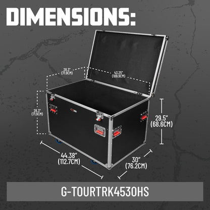 Gator Cases G-TOUR Series Equipment Storage Case/Cable Trunk with Heavy Duty Casters, Truck Pack Size; 45" x 30" x 30" (G-TOURTRK4530HS)