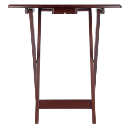 Winsome Darryl Set of 4 Oversized Foldable Snack Tables with Storage Rack, 26" in Walnut, Easy to Store Portable Fold Up Table Set for Kitchen, Living Room TV Dining, Crafts, Puzzles, Work From Home