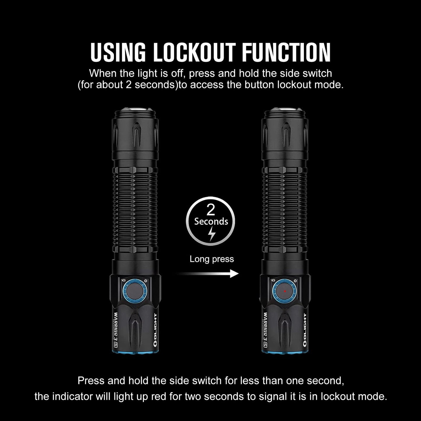 OLIGHT Warrior 3S 2300 Lumens Rechargeable Tactical Flashlight, Compact Dual-Switches LED Bright Light with Proximity Sensor, Powered by Customized Battery for Emergency and Searching (Black)