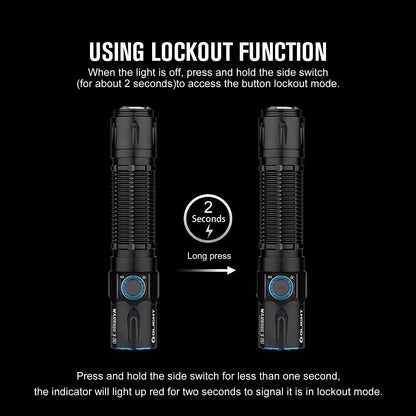 OLIGHT Warrior 3S 2300 Lumens Rechargeable Tactical Flashlight, Compact Dual-Switches LED Bright Light with Proximity Sensor, Powered by Customized Battery for Emergency and Searching (Black)