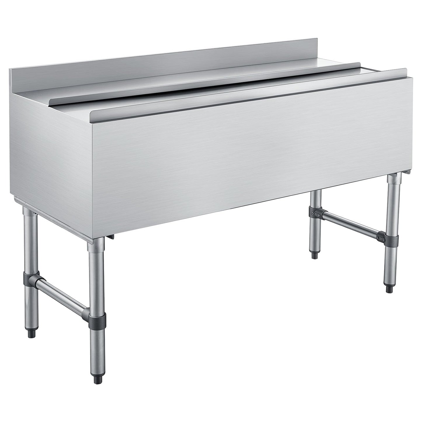VEVOR Commercial Ice Bin, 137.4 Qt Max Capacity, 48 x 19 x 33 Inch Stainless Steel Ice Chest with Sliding Lid and Bottle Holders, Cooler Cart Cocktail Unit for Bar Restaurant Pub, NSF Certified