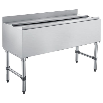 VEVOR Commercial Ice Bin, 137.4 Qt Max Capacity, 48 x 19 x 33 Inch Stainless Steel Ice Chest with Sliding Lid and Bottle Holders, Cooler Cart Cocktail Unit for Bar Restaurant Pub, NSF Certified
