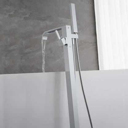 Artiqua Freestanding Bathtub Faucet Tub Filler Faucets Chrome Floor Mount Brass Single Handle with Hand Shower