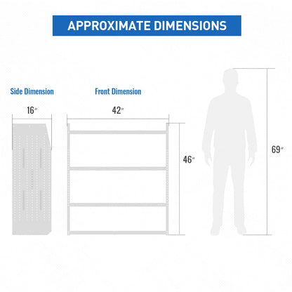 AA Products Model SH-4604-T3 Steel Low/Mid/High Roof Van Shelving Storage System Fits Transit, GM, NV, Promaster, Sprinter and Metris, Contoured Shelving Unit, 42" W x 46" H x 16" D