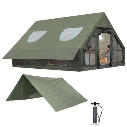 KIKILIVE Inflatable Camping Tent with Pump, 4 Season Inflatable Tents for Camping, Inflatable House Tent Waterproof Easy Setup Glamping Tent