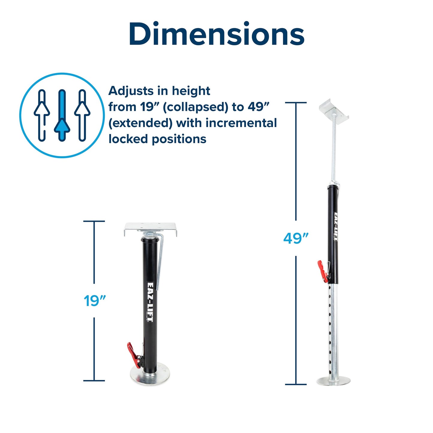 Camco Eaz-Lift Adjustable Camper/RV Slide-Out Supports | Features a Quick Release Pin and Incremental Lock Positions | 5,000lb Weight Capacity per Support | Adjusts from 19 to 49-In | 2-Pack (48870)