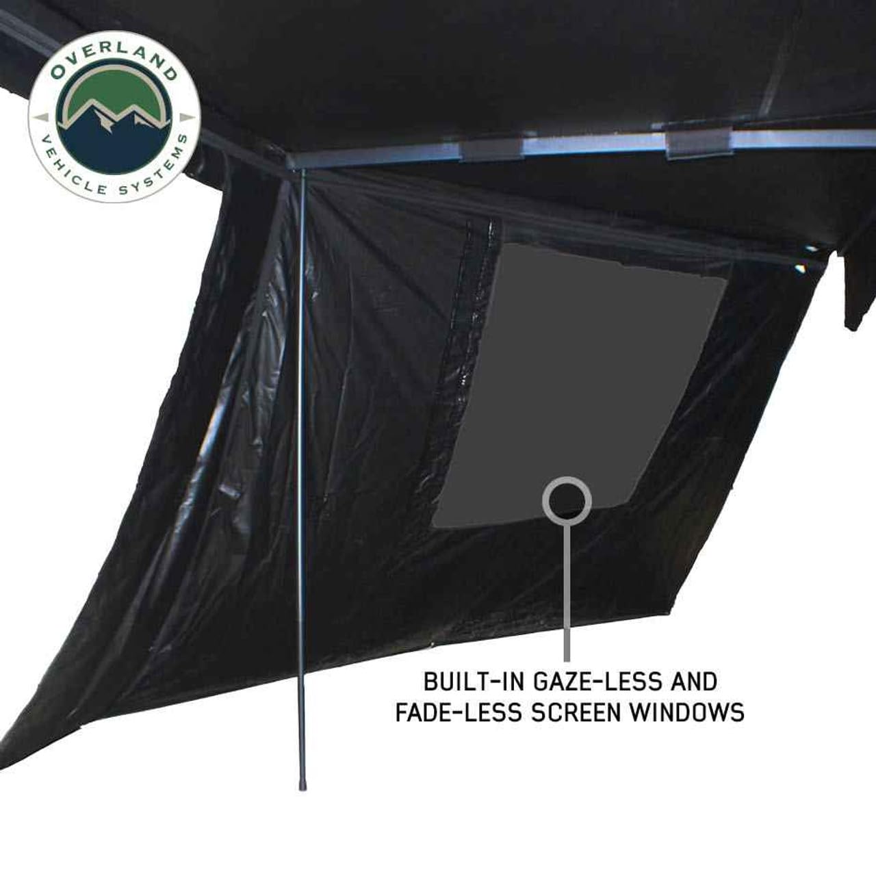 Overland Vehicle Systems XD Nomadic 180 Awning Wall with Windows - 320G Poly Cotton Rip Stop Black Out Matierial - Zipper Attachment Method