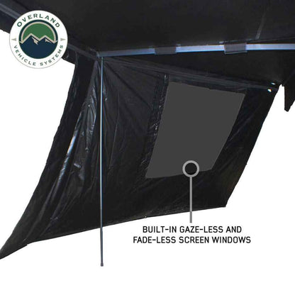 Overland Vehicle Systems XD Nomadic 180 Awning Wall with Windows - 320G Poly Cotton Rip Stop Black Out Matierial - Zipper Attachment Method