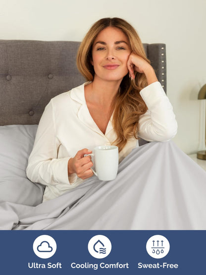 Skiennix Extra Deep Cal King Sheet Set - 6 Piece Breathable Cooling Bedding - Soft Wrinkle-Free French Grey