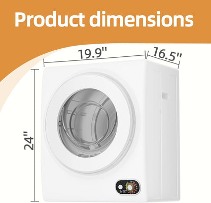 SUSTAINOVA Portable Dryer 1.5 cu. ft., 850W Powerful Clothes Dryer Compact Electric Dryer with Stainless Steel Tub, Electric Machine for Small Space, Apartments, Hostels, RVs - White