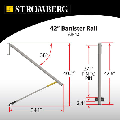Stromberg Carlson AR-42 Lend-A-Hand Banister Rail - RV Handrail for Safe Support on Outdoor Steps, Ribbed Grip Tubing, Folds Flat & Locks Easily, 45 Inches Rail for Double & Some Triple RV Steps