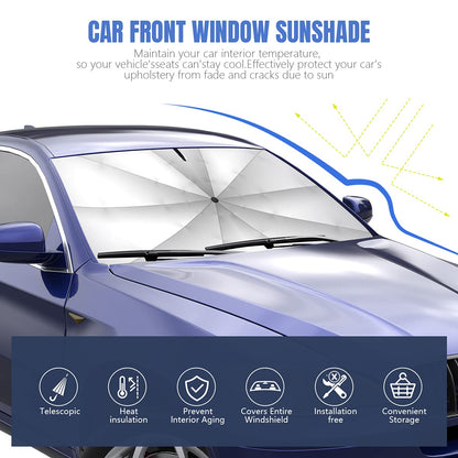 Sedan SUV Car Sun Shade for Windshield UV Rays and Heat Sun Visor Protector, Foldable Windshield Sun Shade Umbrella,Keep Car Cool,Easy to Use/Store,57''x 30''