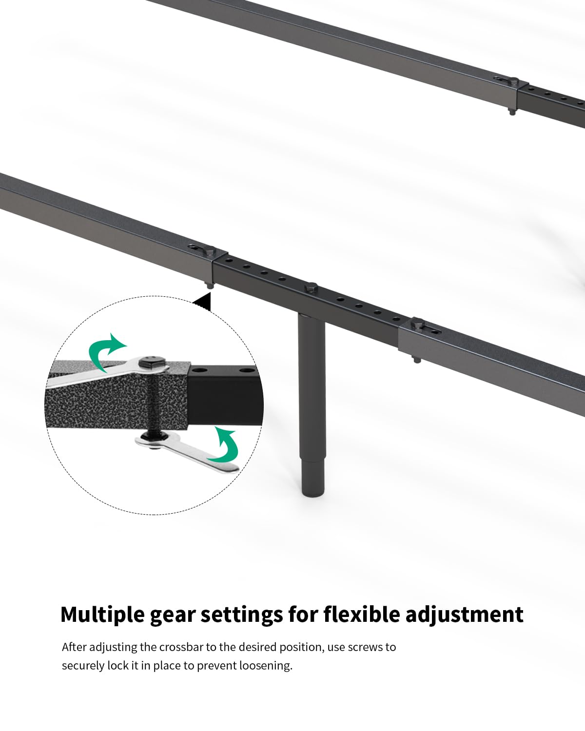 Bed Frame Support System 3Pack 58in-68in, Adjustable Bed Frame Center Support, Bed Support Slats for Queen and King Mattress, Box Springs, and Universal Bed Foundations (Black/3pack, 70Inch-80Inch)