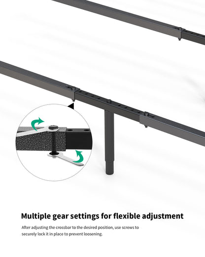 Bed Frame Support System 3Pack 58in-68in, Adjustable Bed Frame Center Support, Bed Support Slats for Queen and King Mattress, Box Springs, and Universal Bed Foundations (Black/3pack, 70Inch-80Inch)