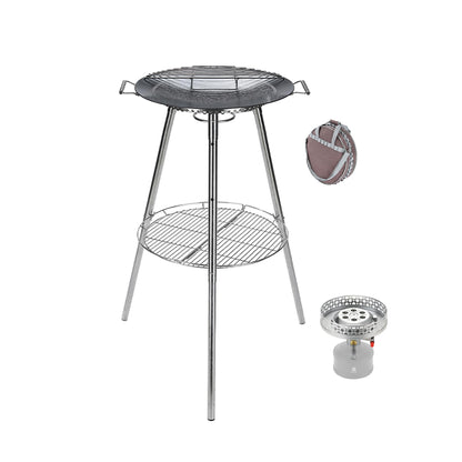 CAMPINGMOON Skottle Grill Cooking System Kit 18 inch Carbon Steel Pan Adjustable Legs Portable Camp Cooking Gear with Carry Bag (Skottle isobutane stove set GR-901)