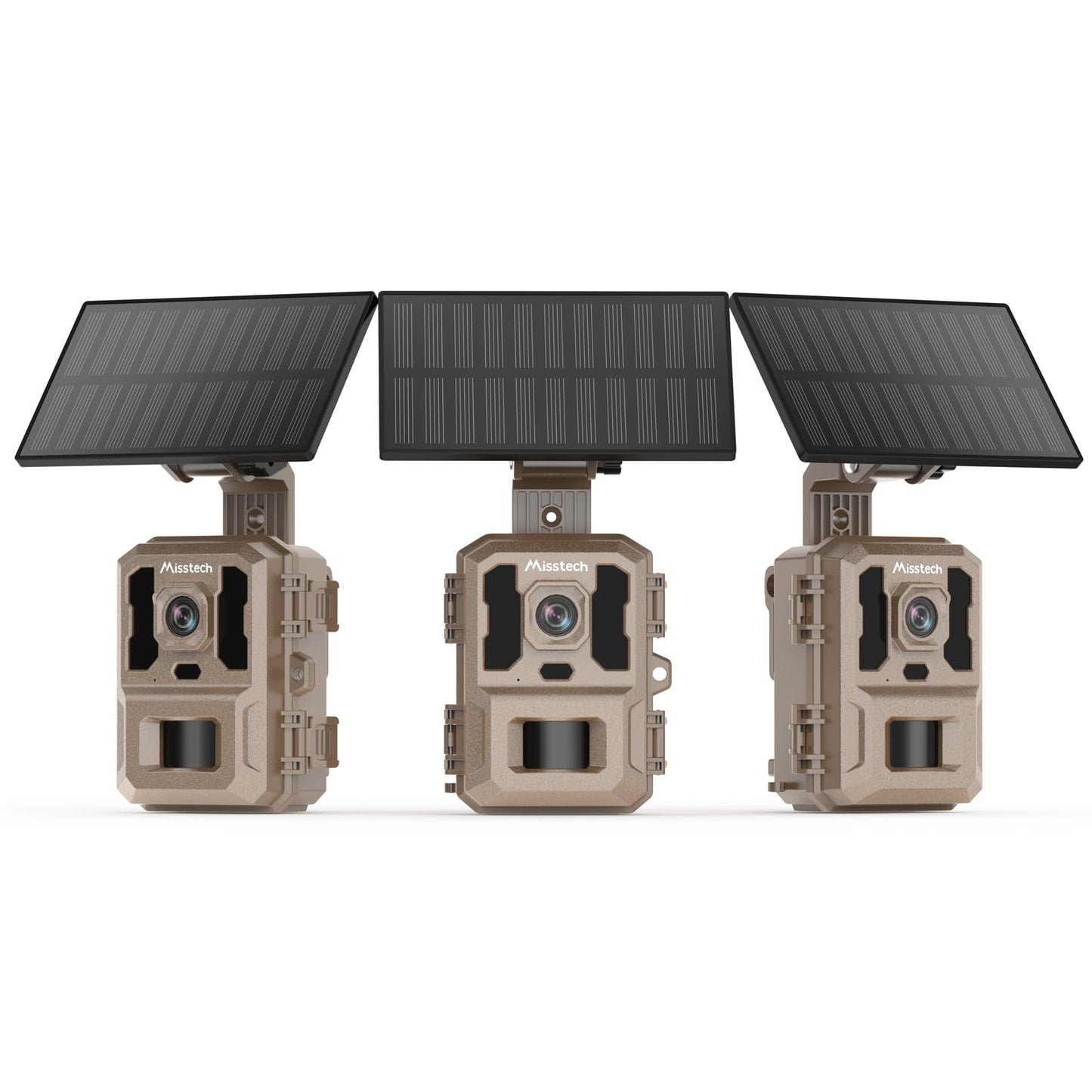 Misstech 4K UHD Solar Trail Camera for Game & Wildlife Monitoring - 0.1s Fast Activation to Record Animals, 64MP/4K Clear Night Vision, No Monthly Fee, App Control, IP66 Waterproof, 32GB SD Card