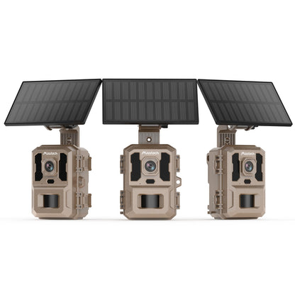 Misstech 4K UHD Solar Trail Camera for Game & Wildlife Monitoring - 0.1s Fast Activation to Record Animals, 64MP/4K Clear Night Vision, No Monthly Fee, App Control, IP66 Waterproof, 32GB SD Card