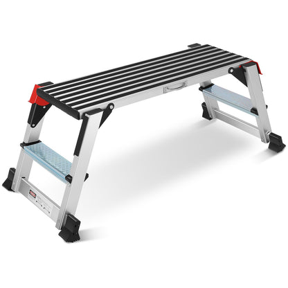 Work Platform, Aluminum Step Ladder, 36"×12"×18" Step Platform Non-Slip, Heavy Duty Folding Work Bench 330 lbs Load Capacity for Washing Vehicles, Cleaning, Painting