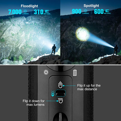 OLIGHT Marauder Mini 7,000 Lumens Bright Flashlight with 600 Meters Beam Distance, Powerful RGB Lights, Magnetic Rechargeable for Outdoors Work, Hunting, and Searching(Black)