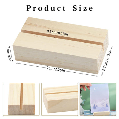 FSWCCK 40 Pieces Wood Place Card Holders Wood Table Number Stands Picture Holder Acrylic Sign Holders for Ceremony Birthday Party Home Decoration