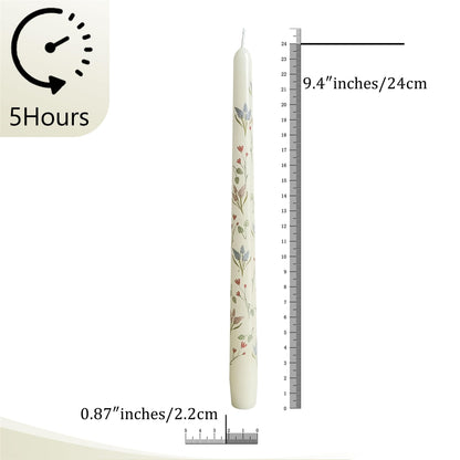 Floral Taper Candles Dripless Candlesticks, 4 Pack Unscented Flower Taper Candle, 10 Inch Elegant Pastel Candle Sticks for Easter, Saint Patrick’s Wedding Table Centerpieces Mother’s Day Home Decor