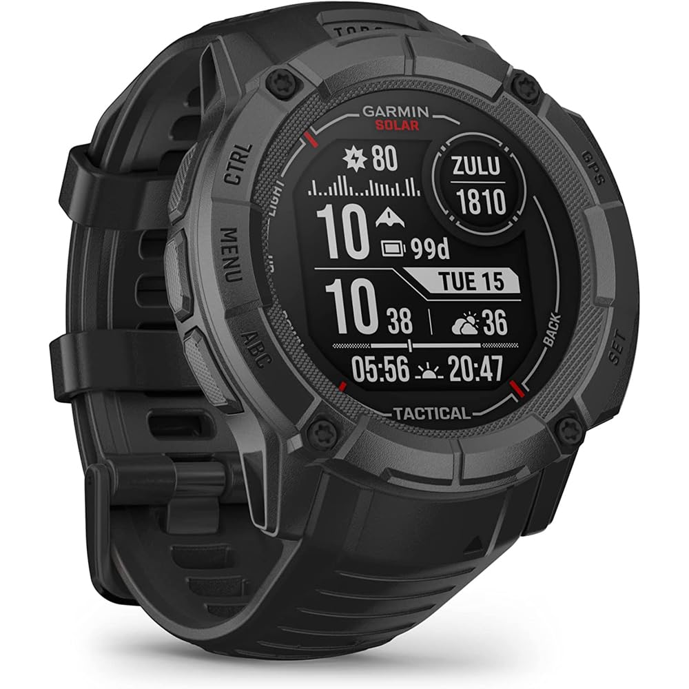 Garmin Instinct 2X Solar - Tactical Edition, Solar Charging, Rugged GPS Smartwatch, Built-in Flashlight, Ballistics Calculator, Black 010-02805-13 Bundle with 2 YR CPS Enhanced Protection Pack