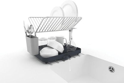 Joseph Joseph Y-Rack Dish Rack - Large Gray Set with Cutlery Organizer & Drain Board