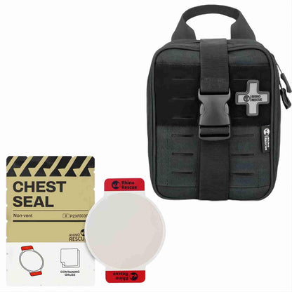 RHINO RESCUE Bundle IFAK Trauma Kit with C-A-T Tourniquet for Wound Care, Tactical First Aid Kit+Chest Seal Non-Vented, Sterile Emergency Trauma Dressing