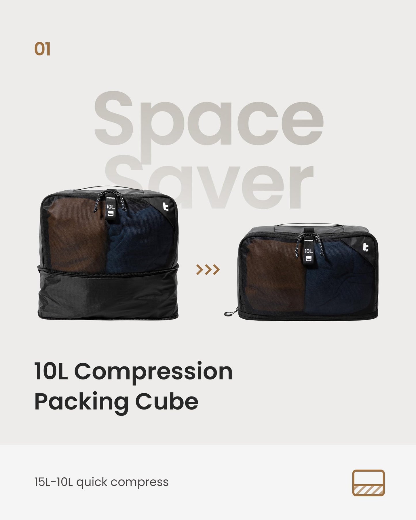 tomtoc Travel Backpack 40L and 3 Set Packing Cubes for Travel Essentials