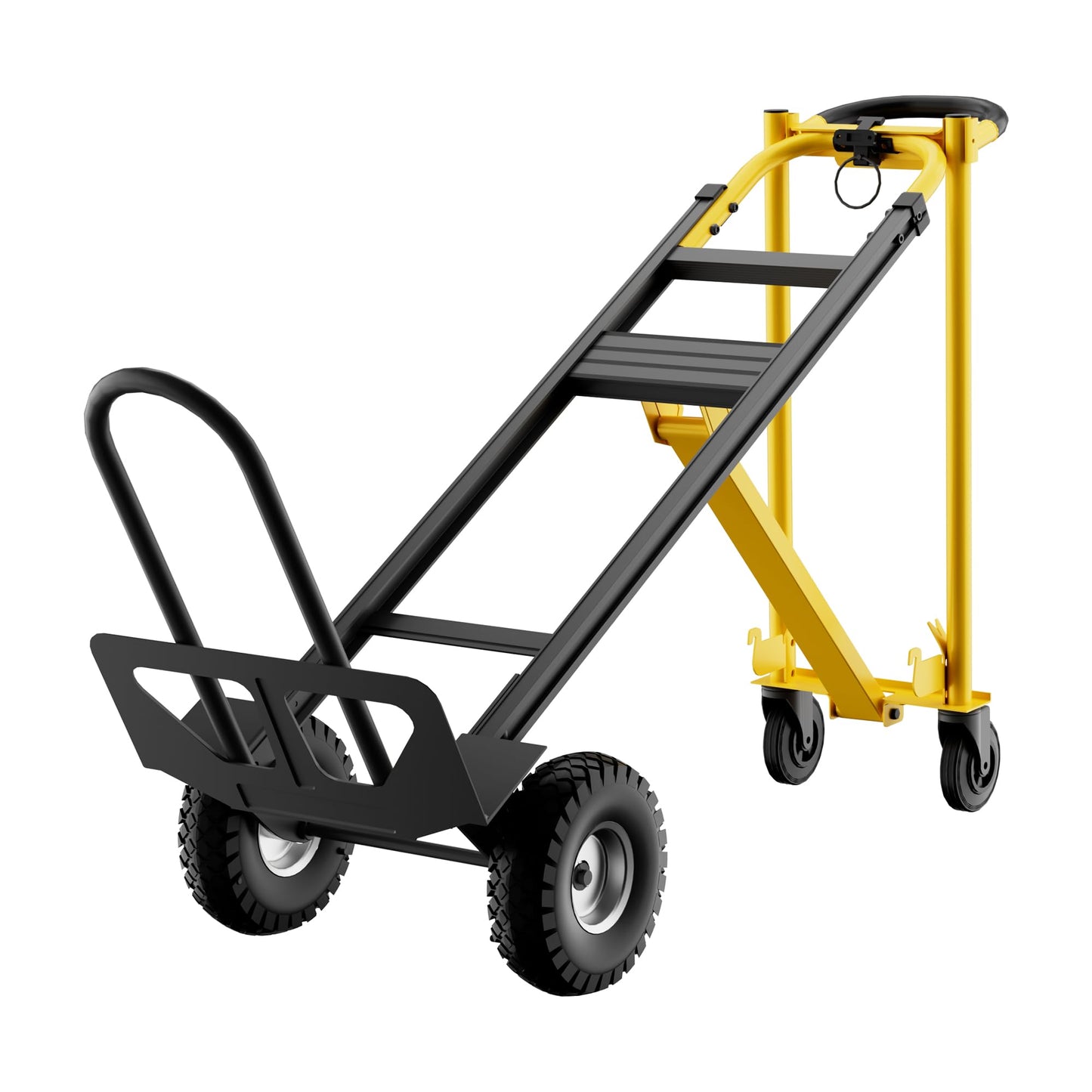 3-in-1 Heavy Duty Convertible Hand Truck, 800 lbs Capacity Dolly Cart with Wheels, Foldable Dolly Cart Converts from Hand Truck Dollys to Platform Carts, for Moving, Shopping, Travel(Yellow+Black)