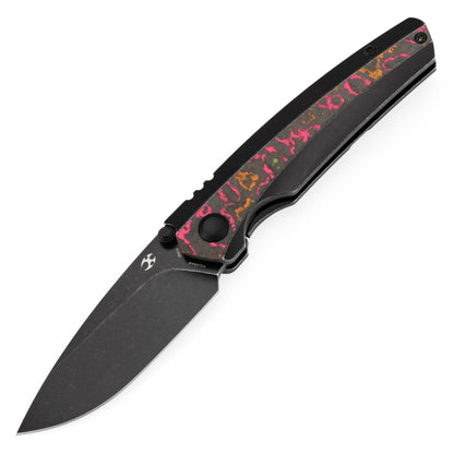 KANSEPT Raven Pocket Knife,3.14''Stonewashed CPM 20CV Sharp Blade,Black Titanium Layin Flo Party Camocarbon with Sturdy Frame Lock,Thumb Stud Pocket Clip for Edc,Camping Survival Hiking Knives K2109A6