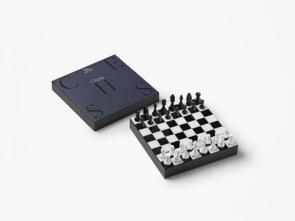 Printworks Art of Chess – Black &amp White Wooden Chess Set with Acrylic Board – Stylish Coffee Table Game for Adults – Multilingual Instructions Included