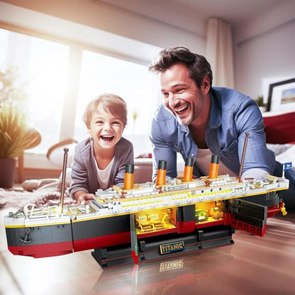 Titanic Building Set with Light 2 in 1 Titanic Ship 3.6mm Mini Building Block 1883 PCS Ship Model with Glacier Display Stand Building Brick Toy Gift for Adults Teens Boys Girls 10 11 12+