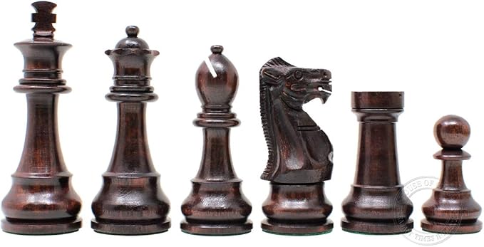 House of Chess - Tournament Chess Set Pieces - Unique Staunton Ringy Rosewood/Boxwood Chess Pieces - King Height: 3.75 (95 mm) - 2 Extra Queens - Weighted