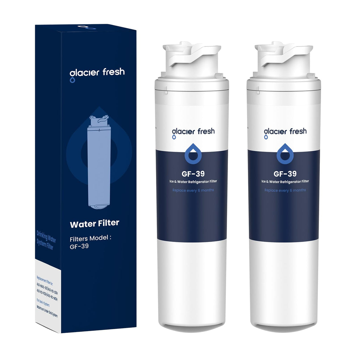 GLACIER FRESH Replacement Filter for Maximum Under Sink System, Compatible with 4US-MAXL-S01 System,2 Packs