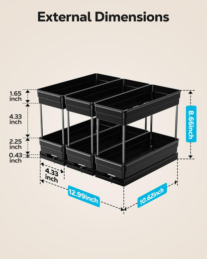 Nieifi Spice Organization for Cabinet-Vertical Spice Rack Pull Out-Spice Rack Organizer for Cabinet-4-1/3 inch Wide-Seasoning Kitchen Organizer-4.3" W x 10.6" D x 8.7" H-2 Pack-2 Tier