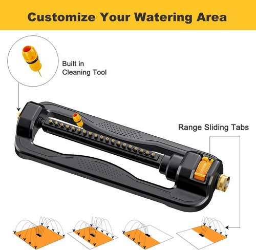 FANHAO Oscillating Sprinkler - Durable Lawn Watering System for Up to 3,600 Sq. Ft. | 19 Precision Nozzles
