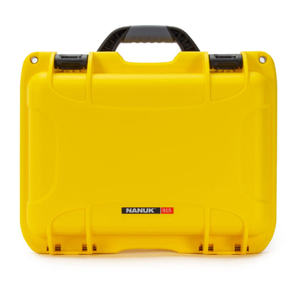 NANUK 915 Hard Case with Cubed Foam – Compact Waterproof Travel Camera Hard Case with Padded Dividers, 13.8” x 9.3” x 6.2” – Dustproof and Impact Resistant, Airline Carry-On Approved – Yellow