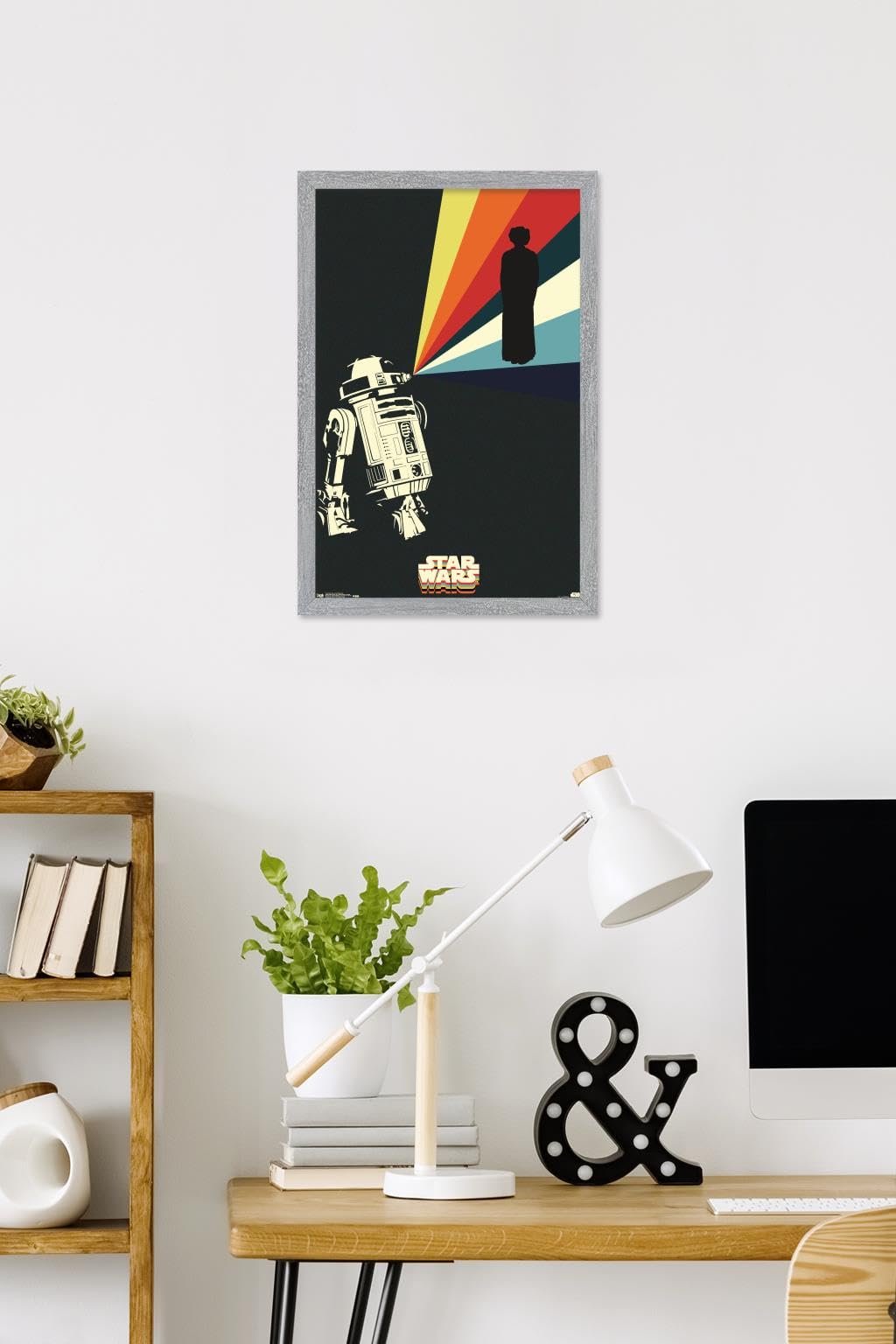 Trends International Star Wars: Saga - R2D2 Projection Wall Poster, 22.4L x 14.7W, Gray Framed Version