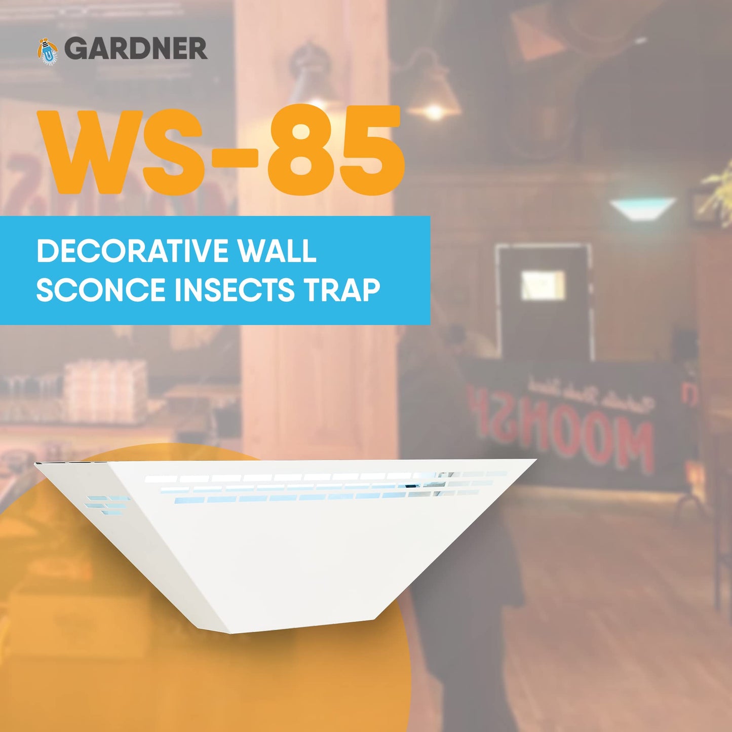 Gardner WS-85 Wall Sconce Fly Light Trap - Hides Captured Flies, Mosquitoes, Other Insects – Shatterproof UV Lamp –Homes, Kitchens, Restaurants, and Other Work Spaces - White
