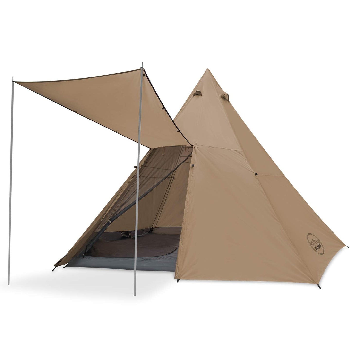 KAZOO Family Camping Tent Large Waterproof Tipi Tents 8 Person Room Teepee Tent Instant Setup Double Layer (Beige)