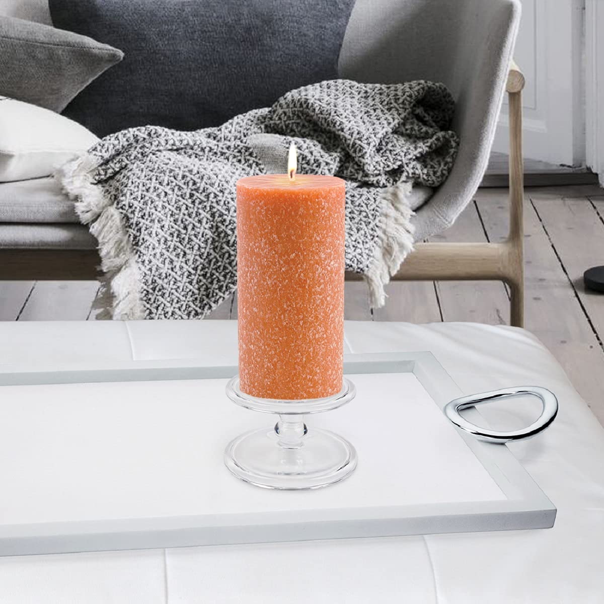 Root Candles Unscented Pillar Candles Beeswax Enhanced Textured Timberline™ Pillar Candle, 3 x 6-Inch, Rust