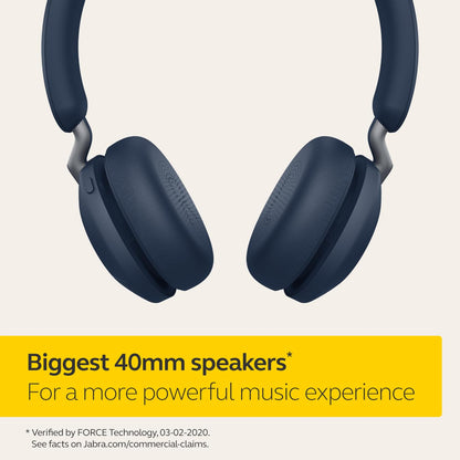 Jabra Elite 45h, Navy – On-Ear Wireless Headphones with Up to 50 Hours of Battery Life, Superior Sound with Advanced 40mm Speakers – Compact, Foldable & Lightweight Design