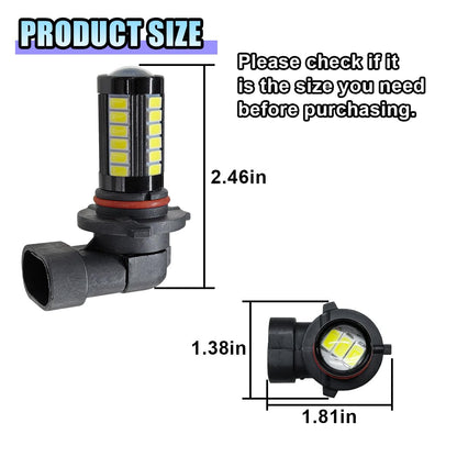 LHDOS 9005 Car LED Fog Light Bulbs, 1500 Lumen, 6500K White, Plug and Play, Black, Universal Replacement for Car, Truck, SUV