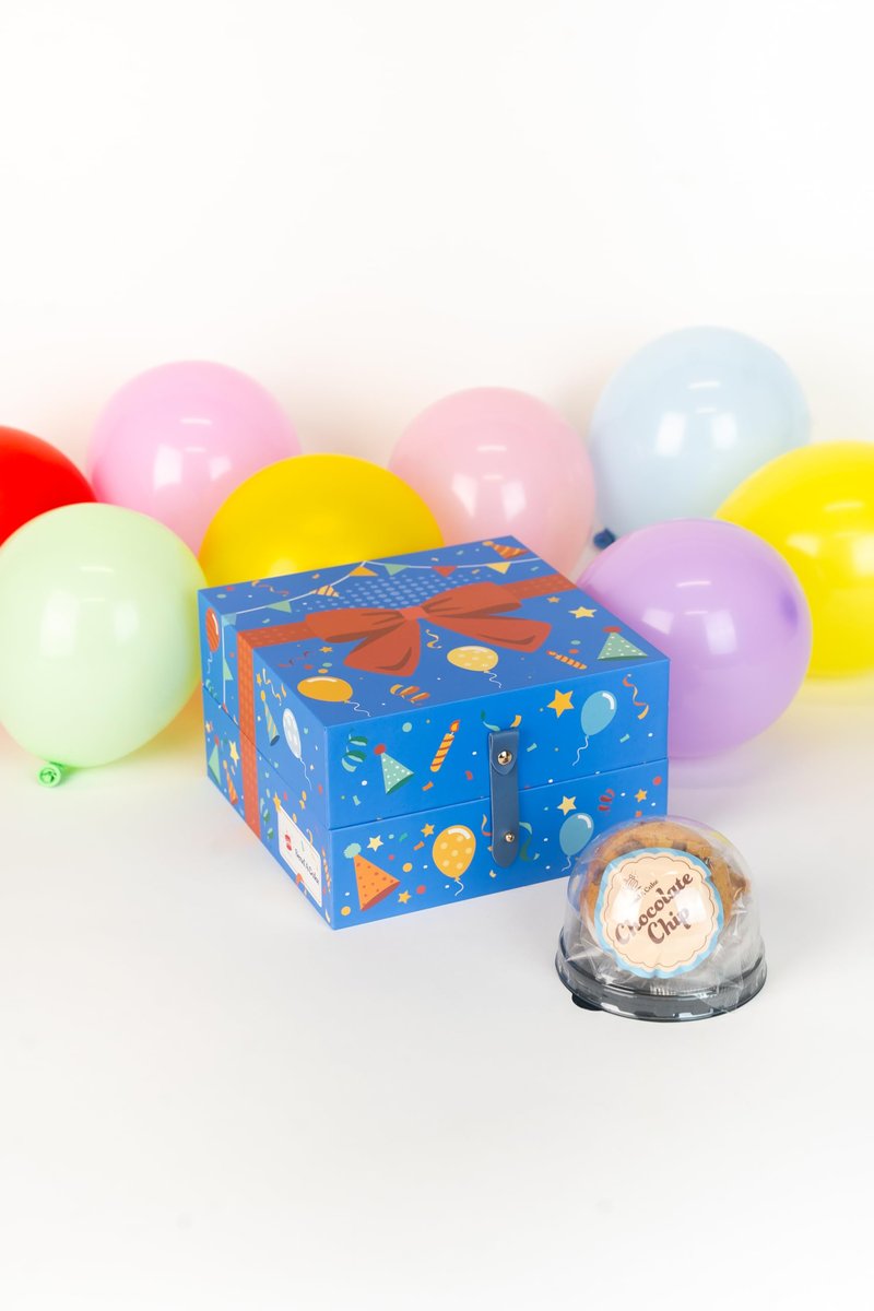 Happy Birthday Bloom Box by Send A Cake with 4 Individually Wrapped Gourmet Cookies (Lemon, Peanut Butter, Chocolate Chip, Oatmeal) – Ready to Gift, No Assembly Needed – Unique Birthday Gift for Women, Men, Adults & Kids