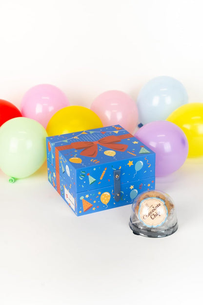 Happy Birthday Bloom Box by Send A Cake with 4 Individually Wrapped Gourmet Cookies (Lemon, Peanut Butter, Chocolate Chip, Oatmeal) – Ready to Gift, No Assembly Needed – Unique Birthday Gift for Women, Men, Adults & Kids