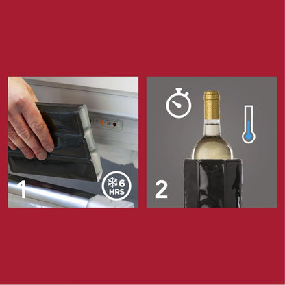Vacu Vin Wine Cooler Sleeve – Platinum – Flexible Rapid Wine Bottle Chiller – Reusable Ice Pack Sleeve – Elegant & Portable – Fits 750ml Bottles – Keeps Wine Cold in Minutes
