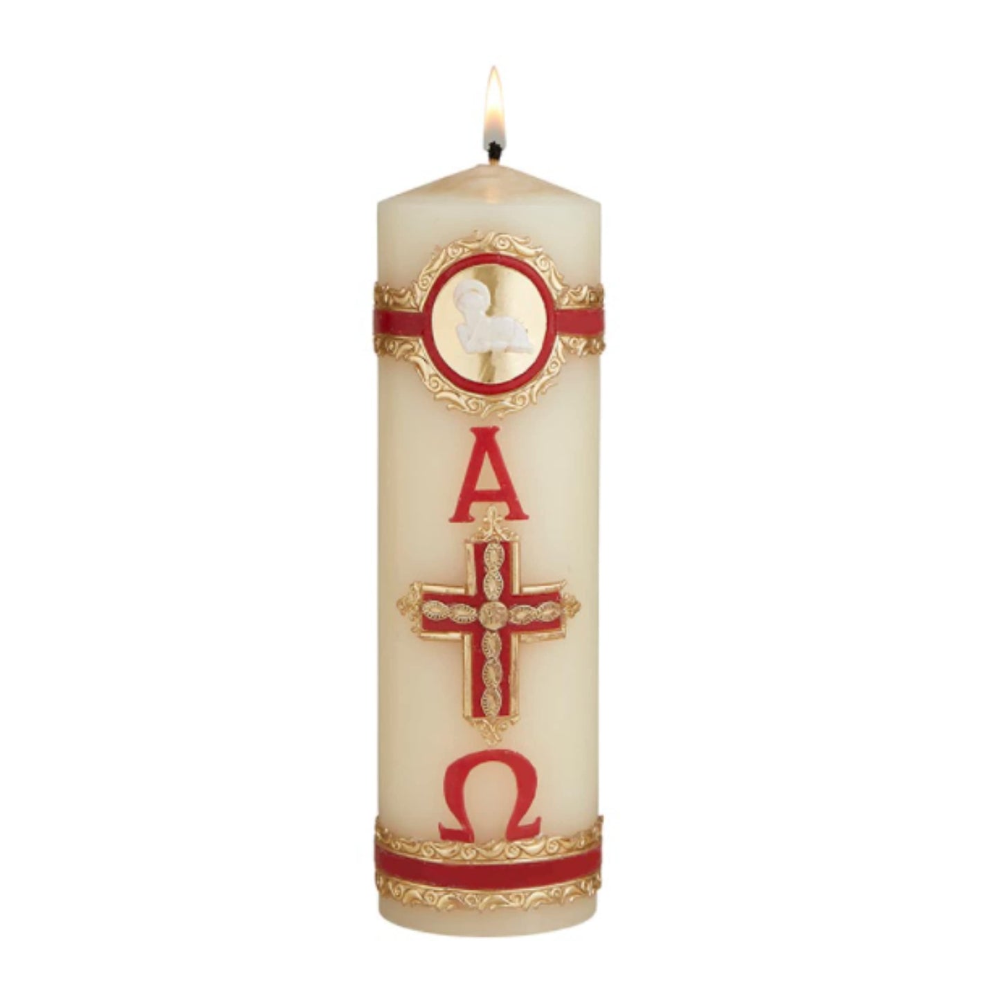 Needzo Lamb of God Paschal Candle Catholic Church Supplies, Home Prayer Space Sanctuary Decoration, Unscented Pillar Candles, 8 Inches