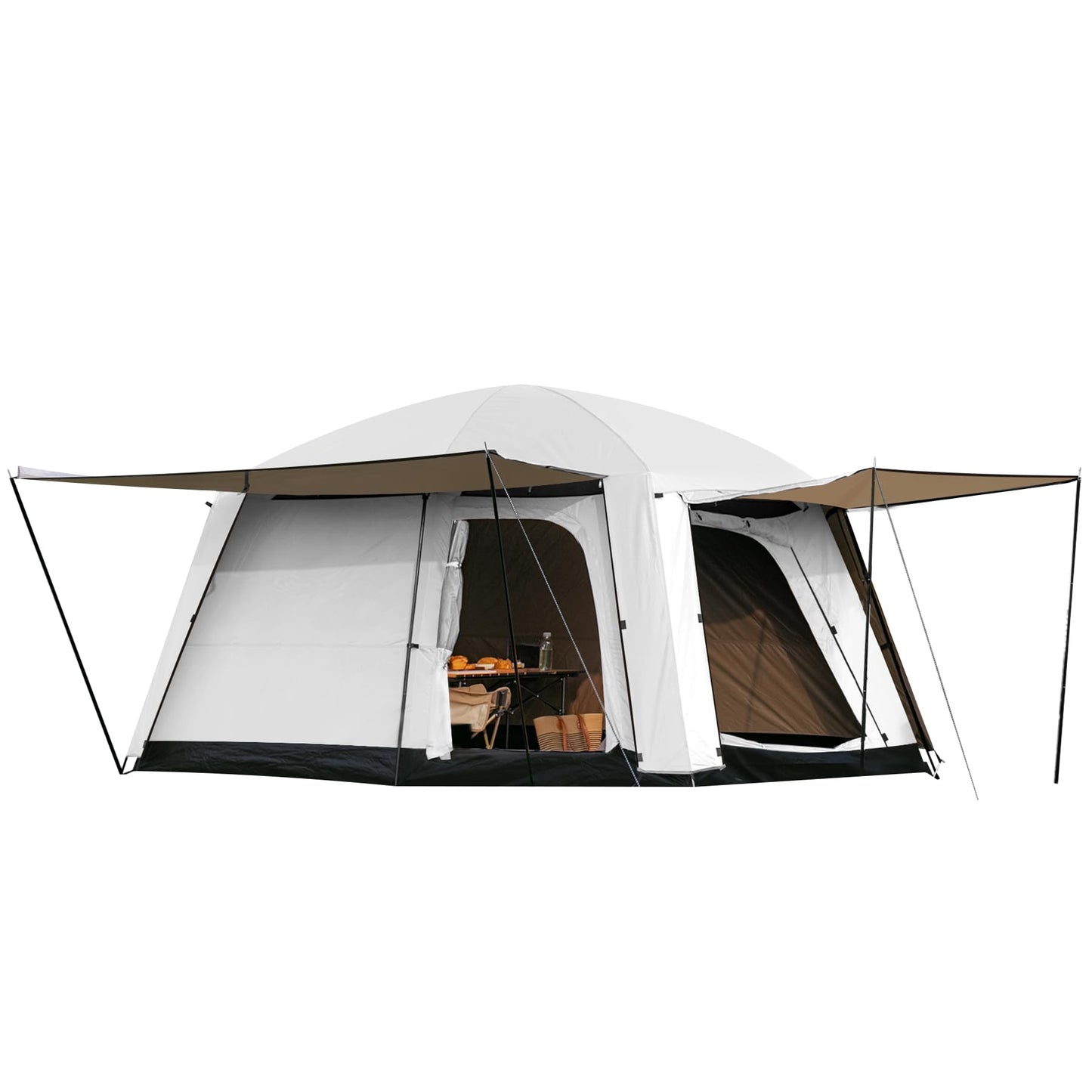 Castle Unicorn 4-6 Person Camping Tent, Large Family Cabin Tents with Porch & Rainfly, Double Layer Waterproof Glamping Tent with 2 Rooms 2 Doors, Portable Big Tents for Outdoor Camping Hiking Party