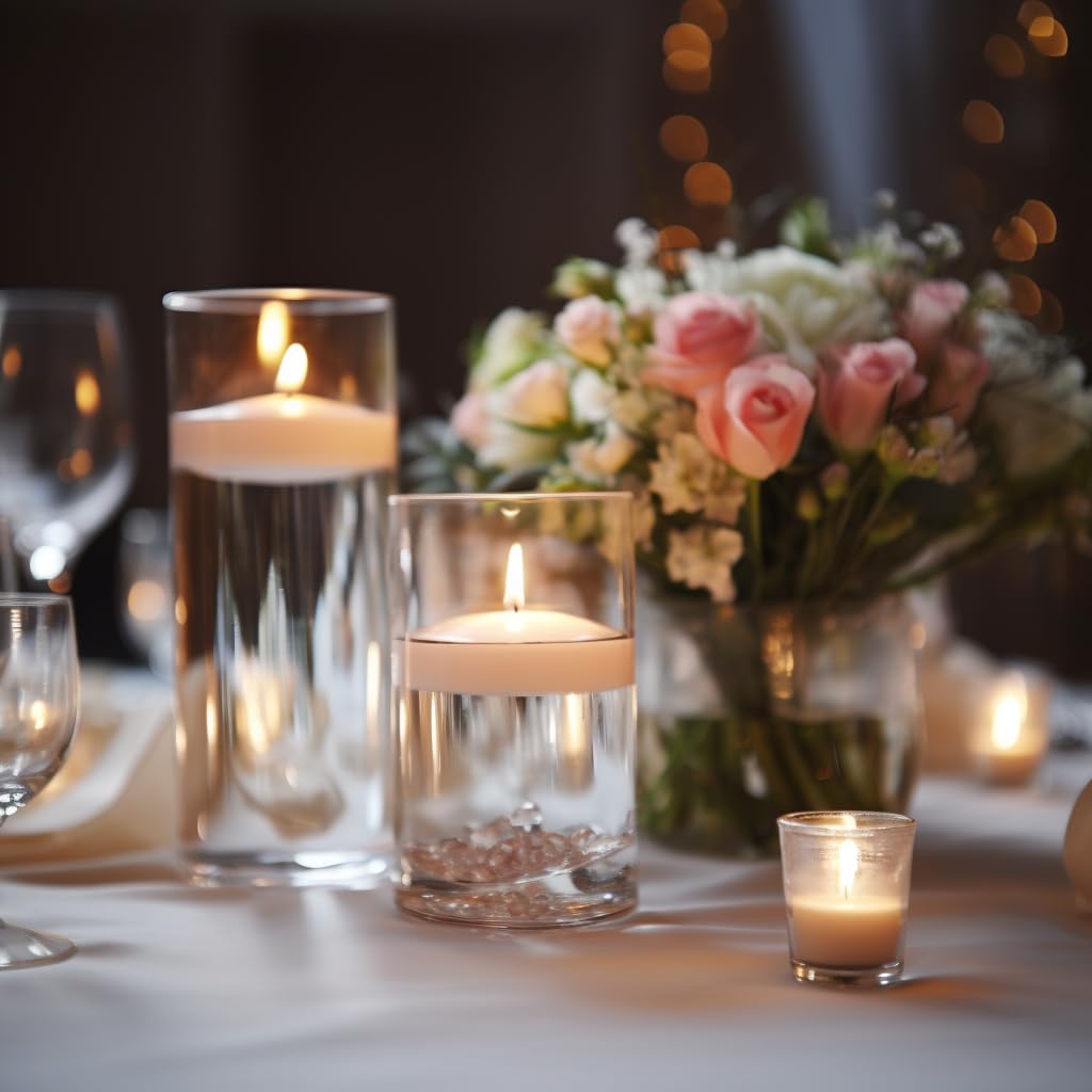 48 Pack White Floating Candles 3 inch Unscented Floating Candles for Centerpieces 8 Hours Long Burn Time-3” Floating Candle Bulk for Wedding Cylinder Vases